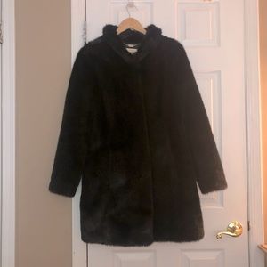 Black faux fur coat